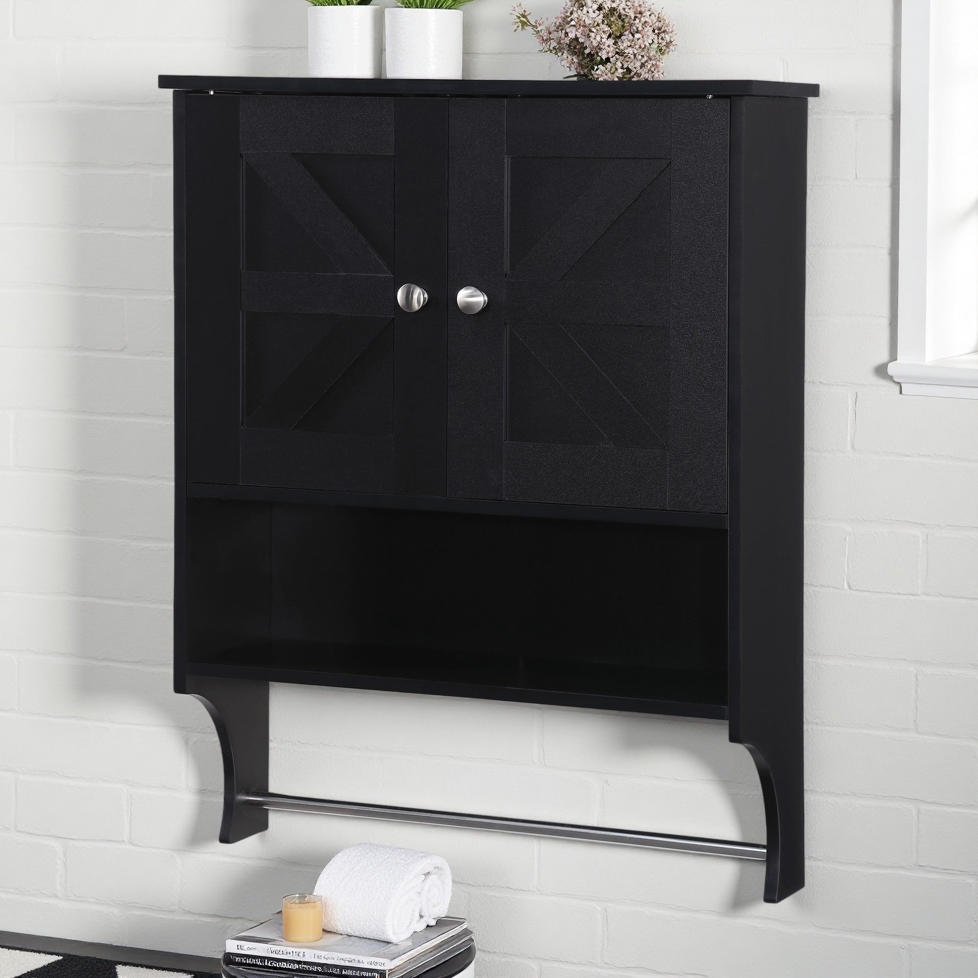 28 H Over The Toilet Storage Cabinet Farmhouse Medicine Cabinet With 2 Doors And Adjustable Shelves Bathroom Living Room