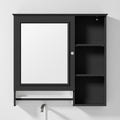 28 H Wall Mounted Bathroom Storage Cabinet Large Mirror Medicine Cabinet With Adjustable Shelves 3 Open Storage Levels