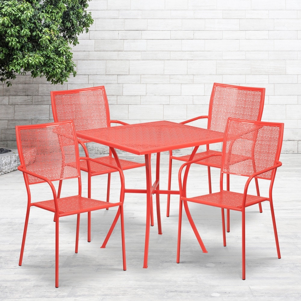 28Sq Patio Table Set 4 Chairs
