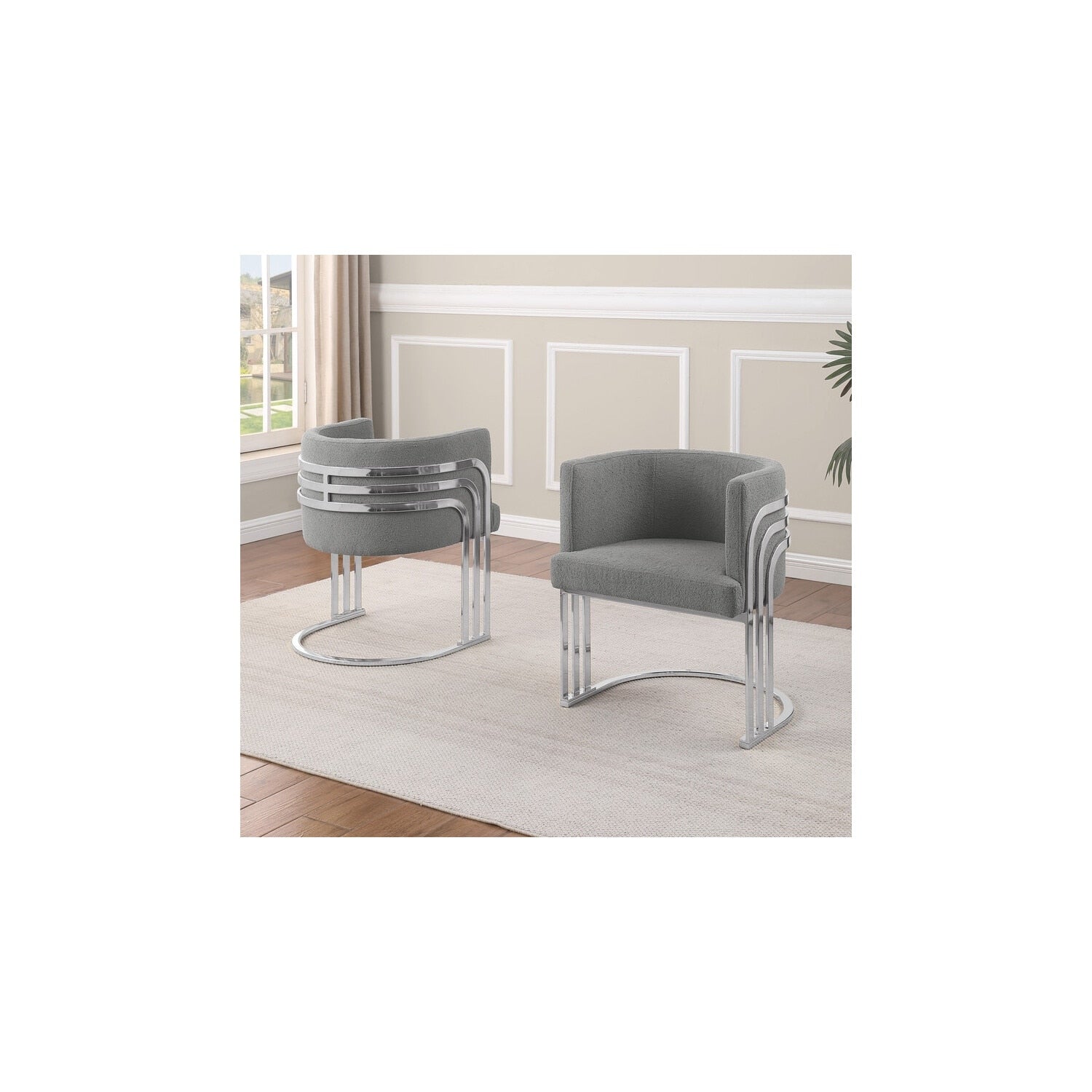 29 In.H Gray Finish High Keyhole Armless Dining Chair With Fabric Seat Material