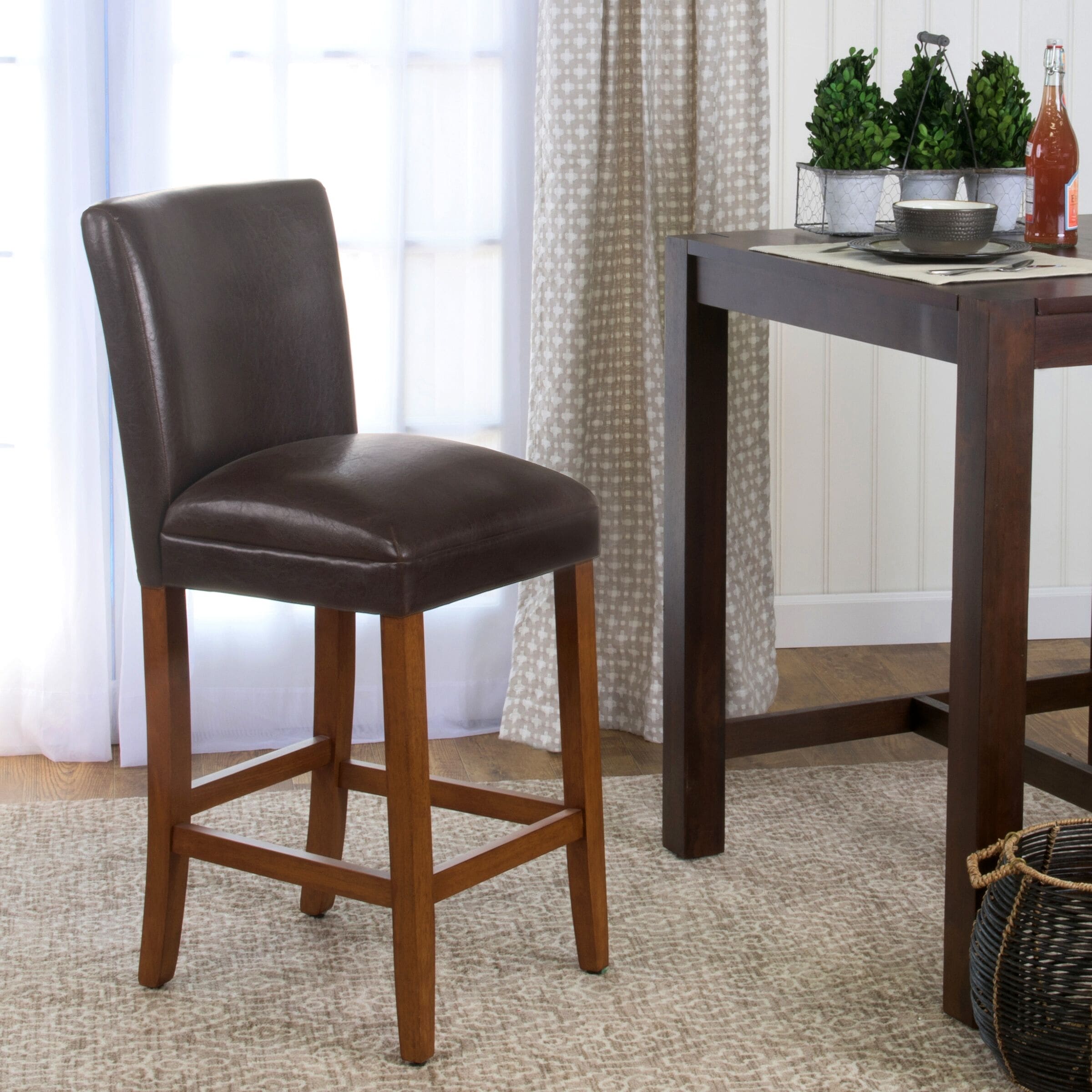 Copper Grove Quince 29 Inch Luxury Brown Faux Leather Barstool