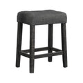 29.2 In. H Black Finish Low Back Wood Bar Stool With Faux Leather Square Seat Set Of 2