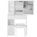 29.2 Small Space Left Drawer Desktop Vanity Table Cushioned Stool Extra Large Right Sliding Mirror