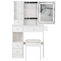 29.2 Small Size Left Drawer Desktop Vanity Table Cushioned Stool Hair Dryer Bracket Extra Large Touch Control Sliding Led Mirror