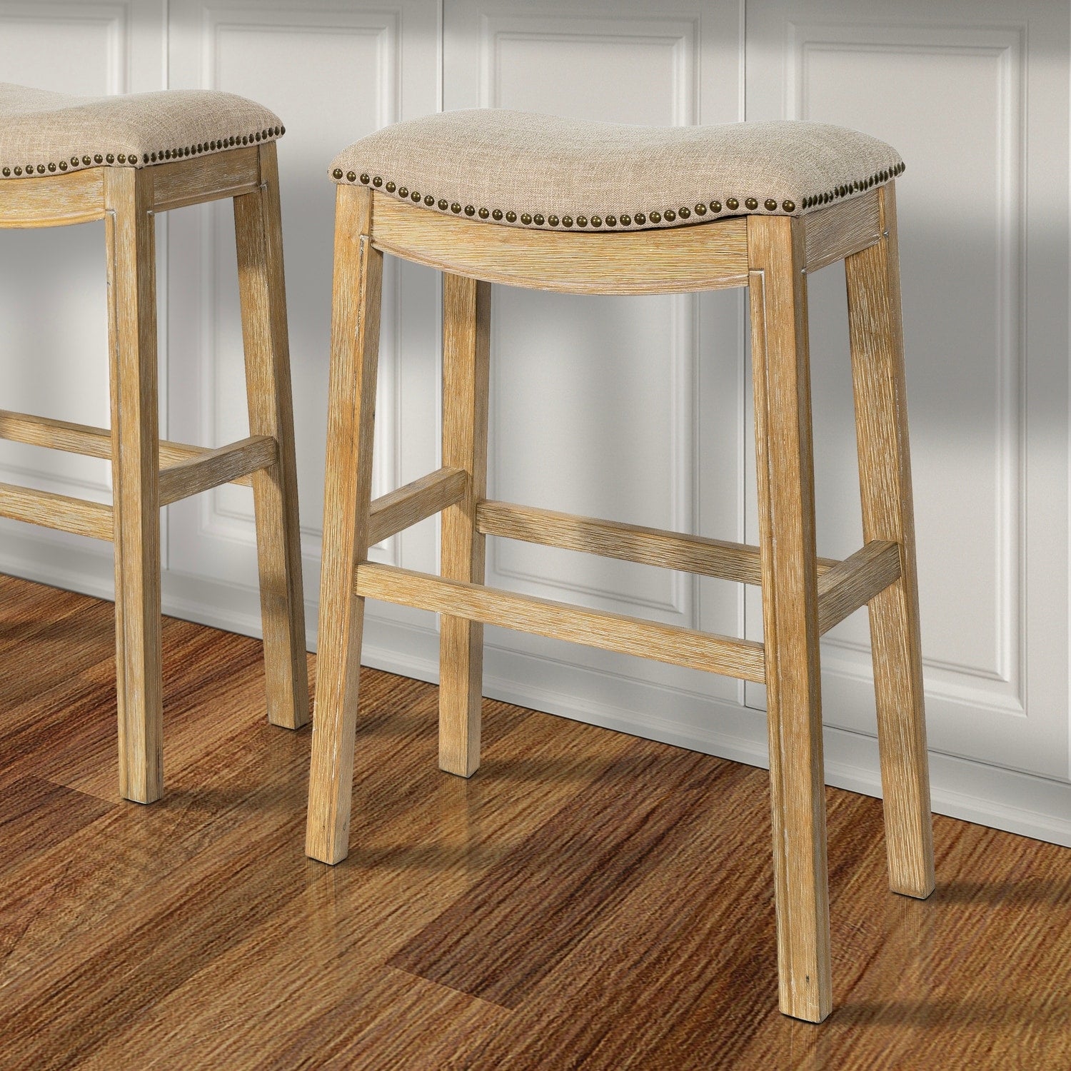 29.5 In.H Clear Finish Low Back Wood Frame Barstool Polyester Seat Set Of 1 31