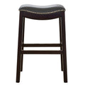 29.5 In.H Gray Finish Low Back Wood Frame Barstool Wood Seat Set Of 1 31