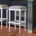 29.5 In.H White Finish Low Back Wood Frame Barstool Polyester Seat Set Of 1 31