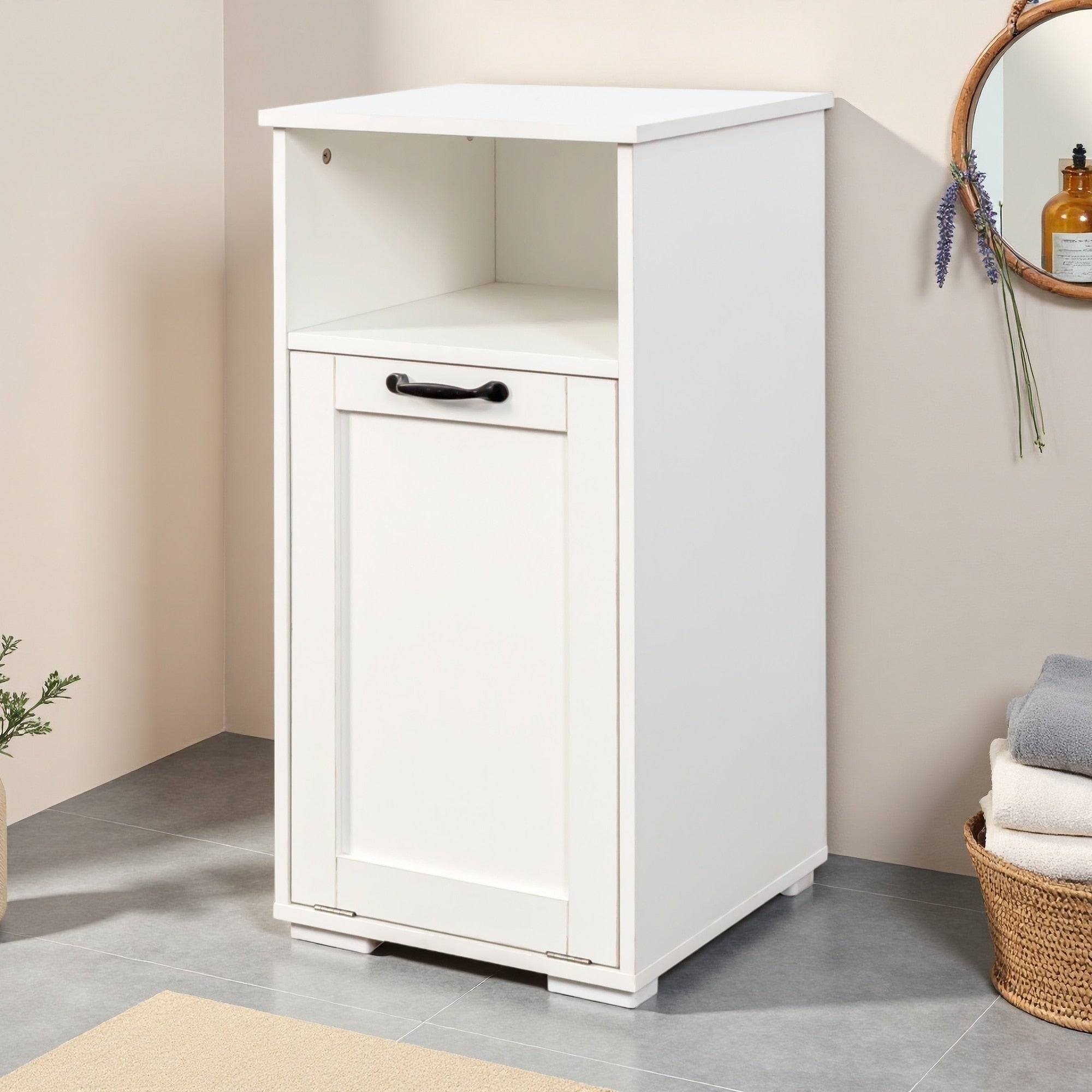 29.53 H Laundry Cabinet With 1 Removable Liner Bag 15Mm Particleboard Perfect For Small Spaces Timeless Classic Design