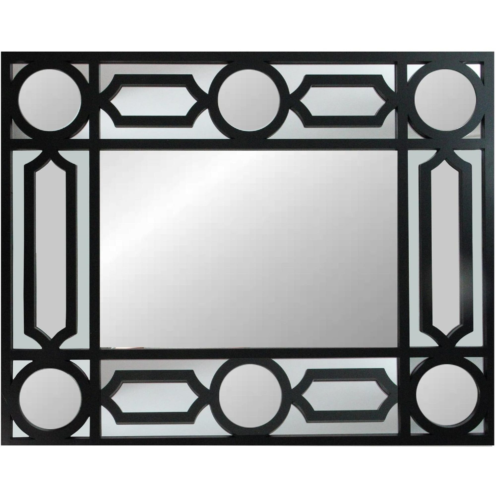 29.5 Black Framed Geometric Openwork Rectangular Wall Mirror