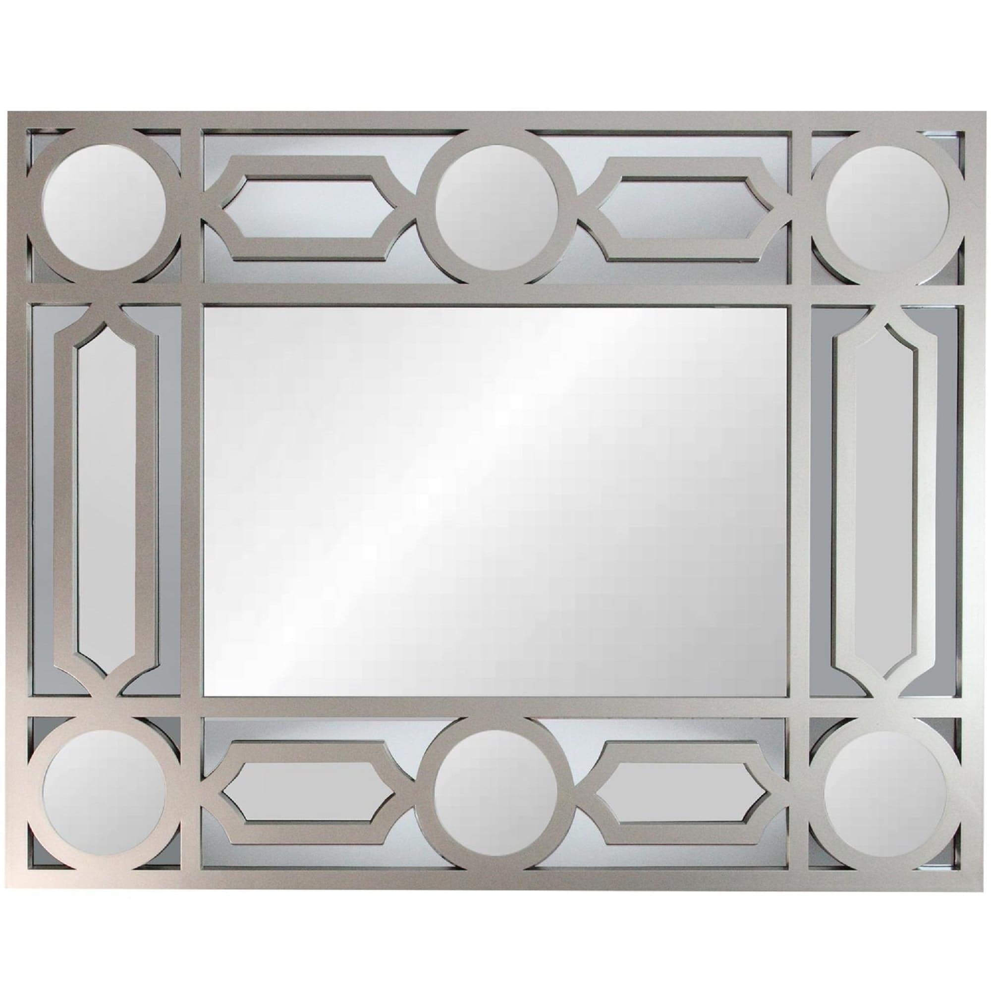 29.5 Gray Framed Geometric Openwork Rectangular Wall Mirror Grey