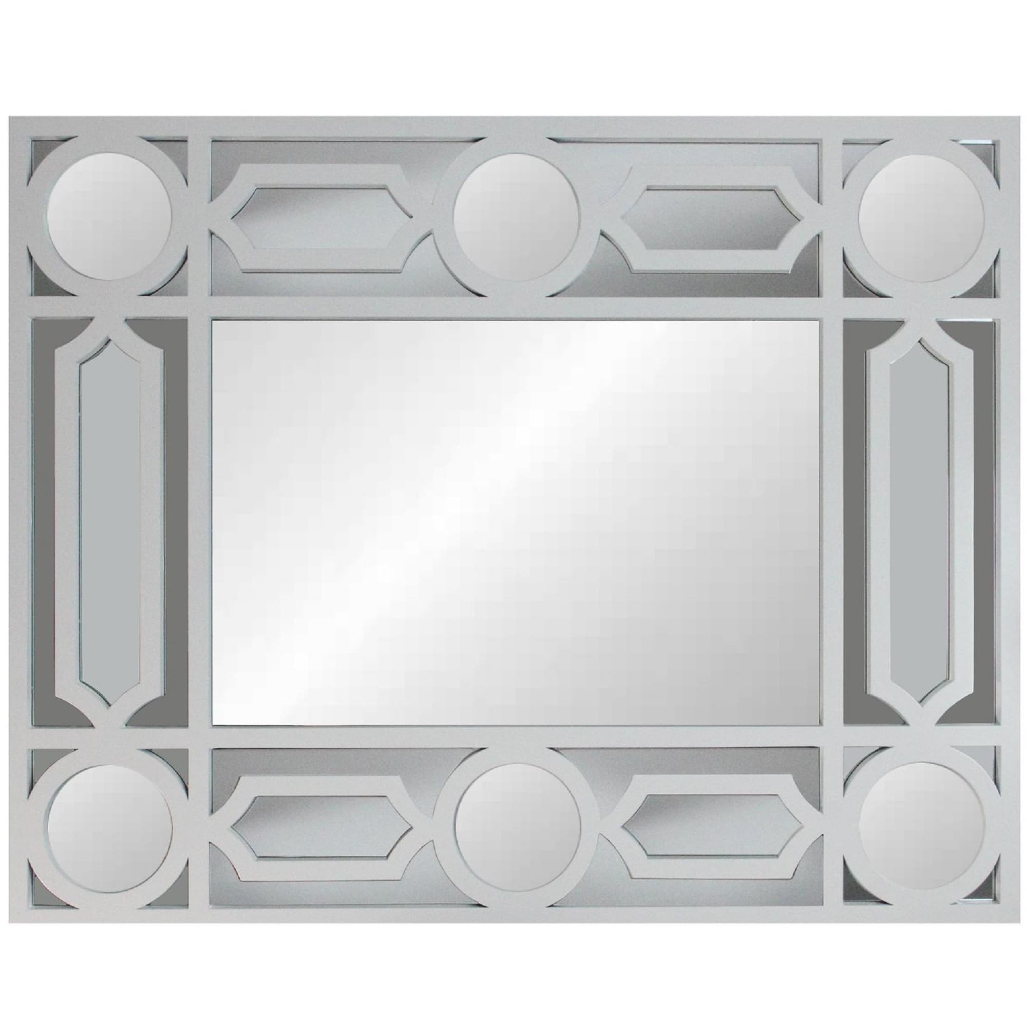29.5 White Framed Geometric Openwork Rectangular Wall Mirror