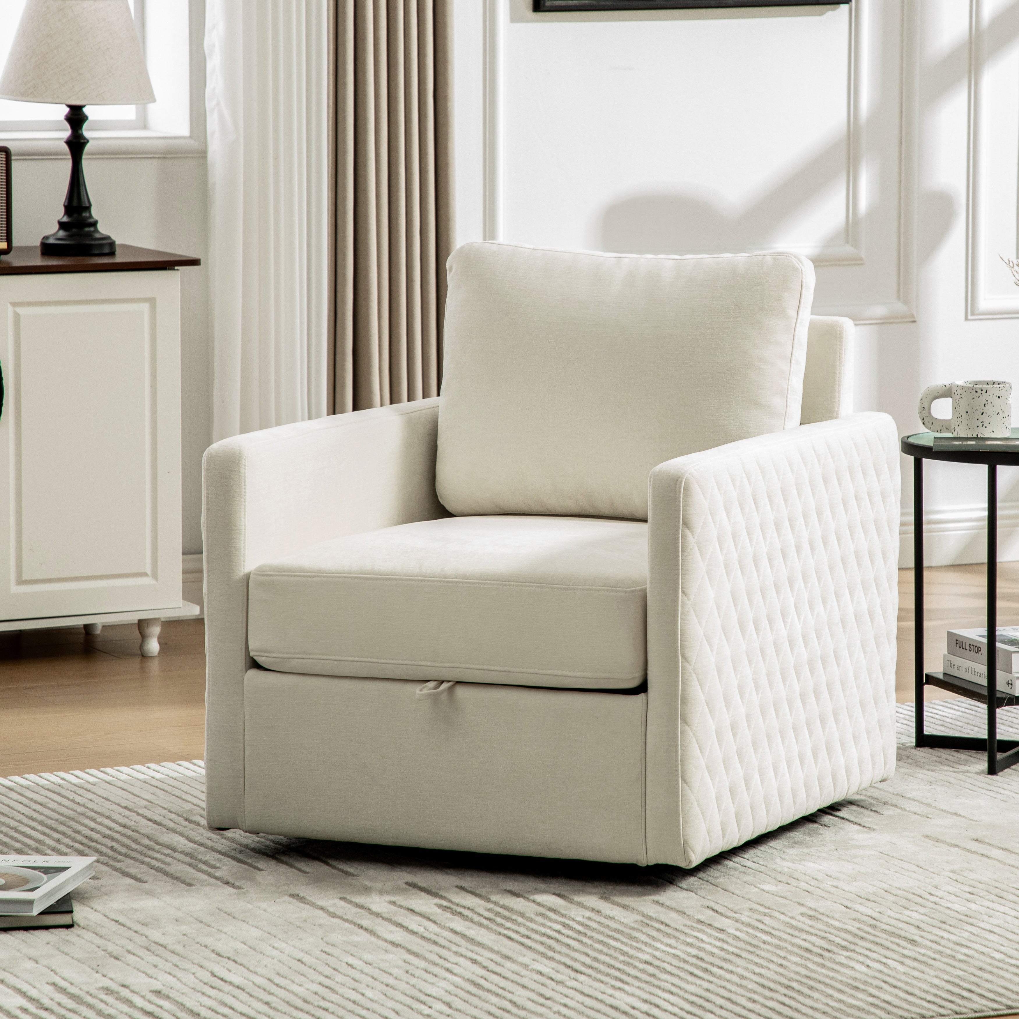 29.5 W Swivel Armchair With Hidden Storage Club Chair Single Sofa With Pillow