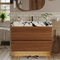 29.9 Inch Modern Floating Bathroom Vanity With Faux Marble Countertop And Ceramic Undermount Sink