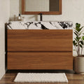 29.9 Floating Bathroom Vanity With Faux Marble Top Ceramic Undermount Sink Soft Close Drawers For Modern Small Bathrooms