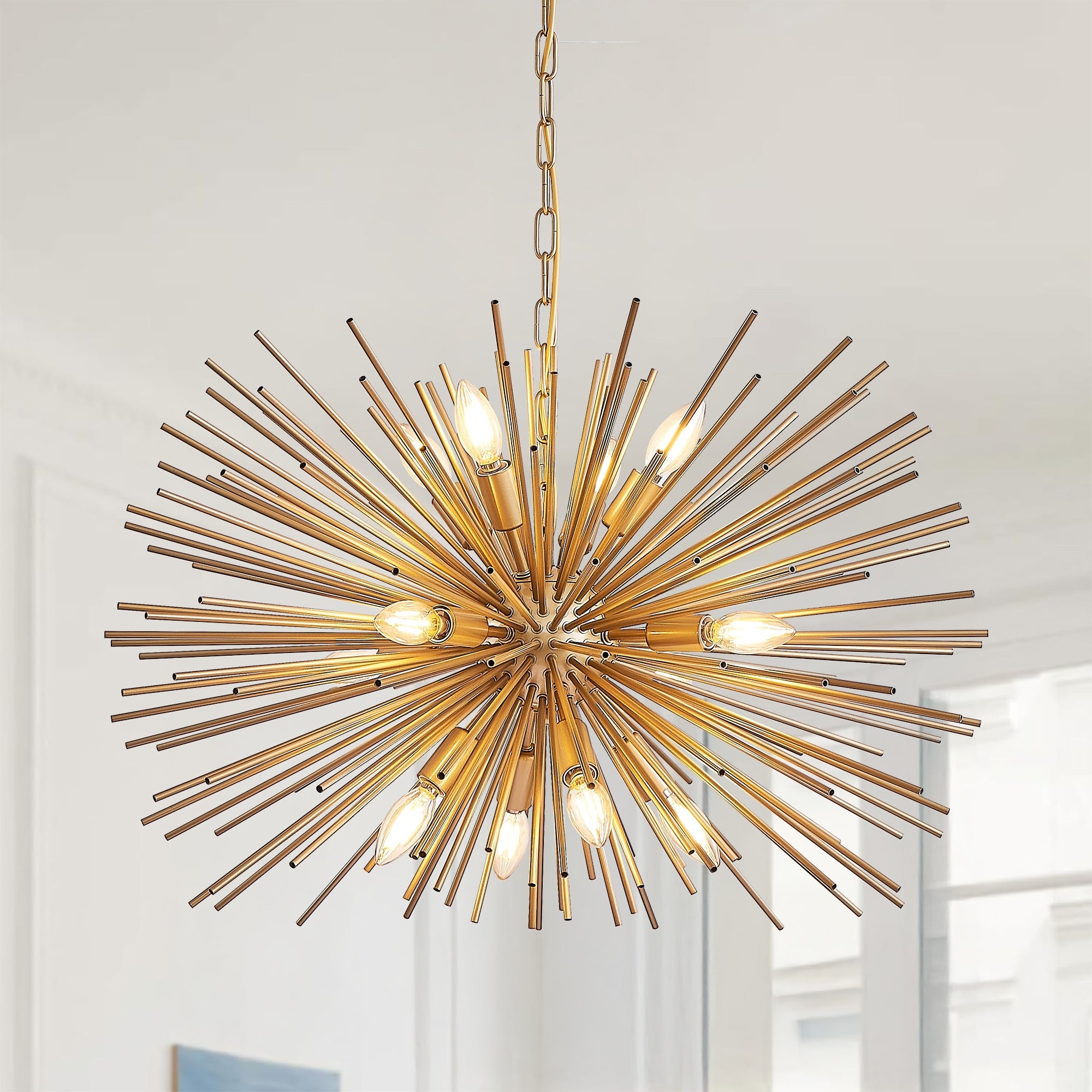 29 12 Light Starburst Chandelier Gold Sputnik Pendant Light Fixture For Living Room Dining Room Bulb Not Included