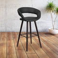 Brynn Series 29 Inch Contemporary Vinyl Barstool With Cappuccino Wood Frame 22 W X 19 D X 39 H