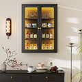 Adjustable Three Sided Glass Wall Cabinet With Rgb Light Strips