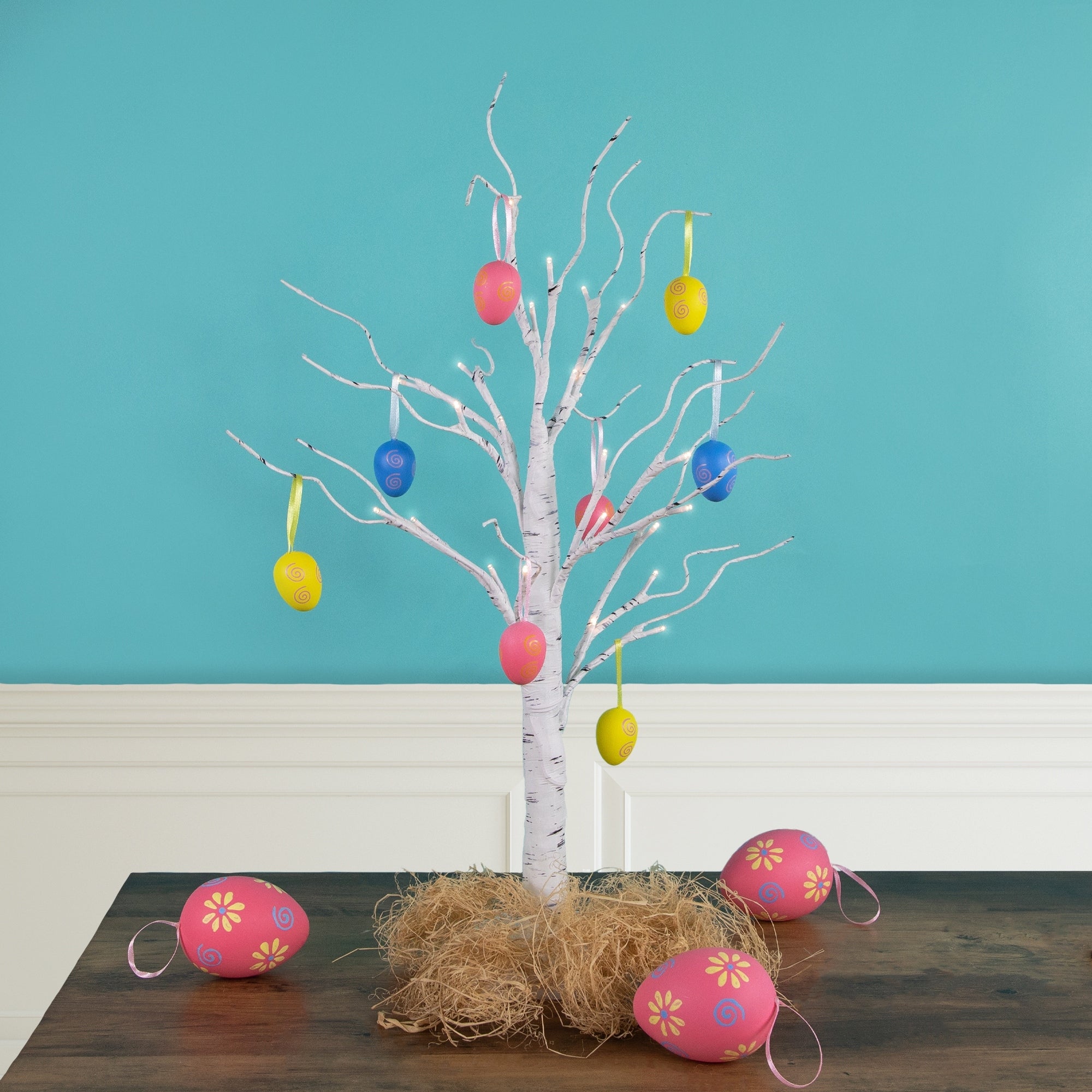 Set Of 29 Pastel Pink Yellow And Blue Spring Easter Egg Ornaments 3.25