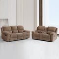 2Pc Modern Fabric Manual Recliner Sofa Set Couch Loveseat W Console