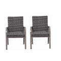 2Pc Outdoor Dining Chair Hand Painted Frame Water Washed Cotton Seat For Garden Backyard Poolside