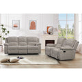 2Pc Soft Microfiber Manual Reclining Sofa Set Drop Down Table Cupholder Console Living Room Set