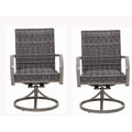 2Pcs Outdoor Wicker Swivel Dining Chair Water Washed Cotton Chair Sturdy Iron Frame For All Weather Patio Use