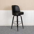 Lancaster Home Black Metal Vinyl Swivel Bucket Seat Stools Set Of 2