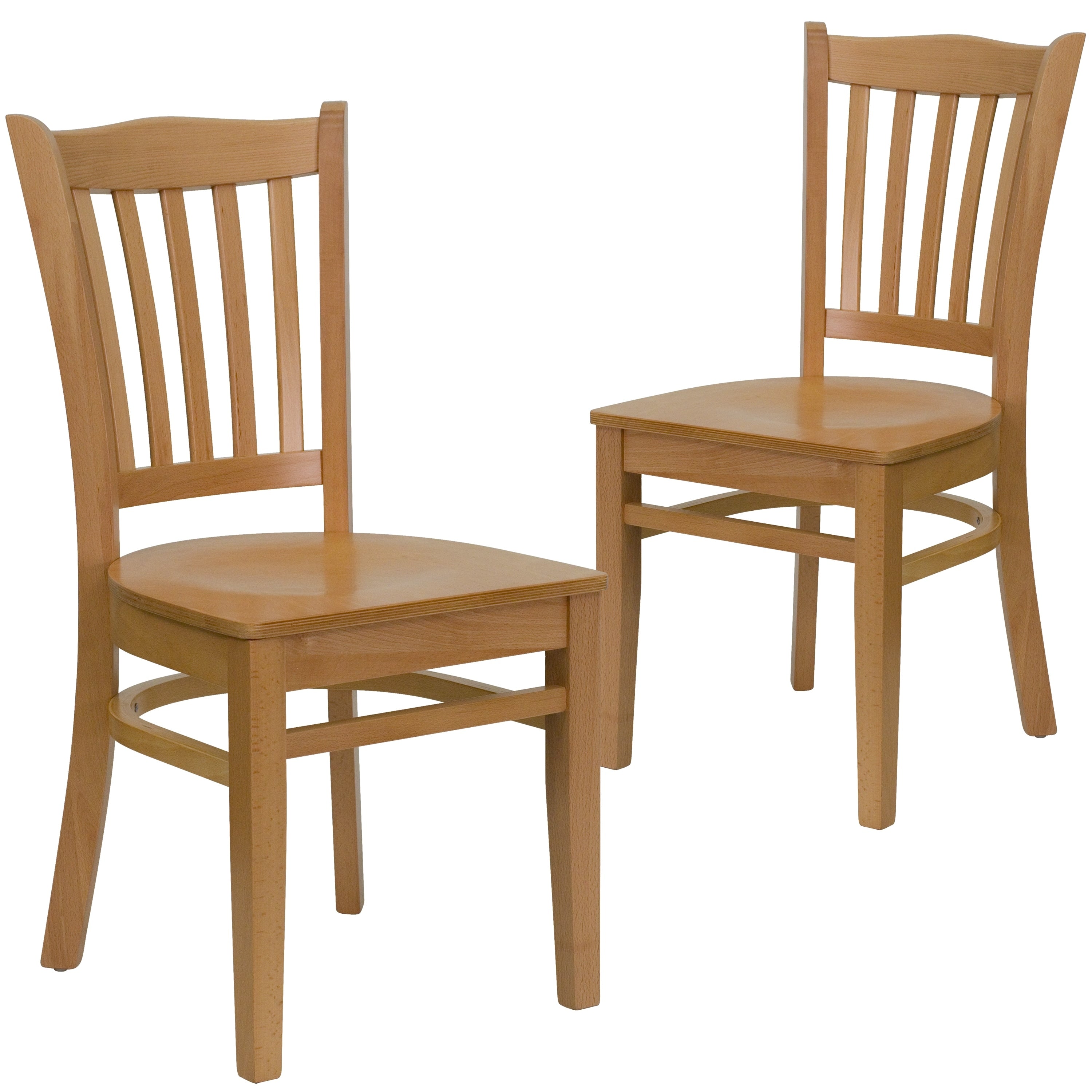 Wood Vertical Slat Back Chairs Set Of 2