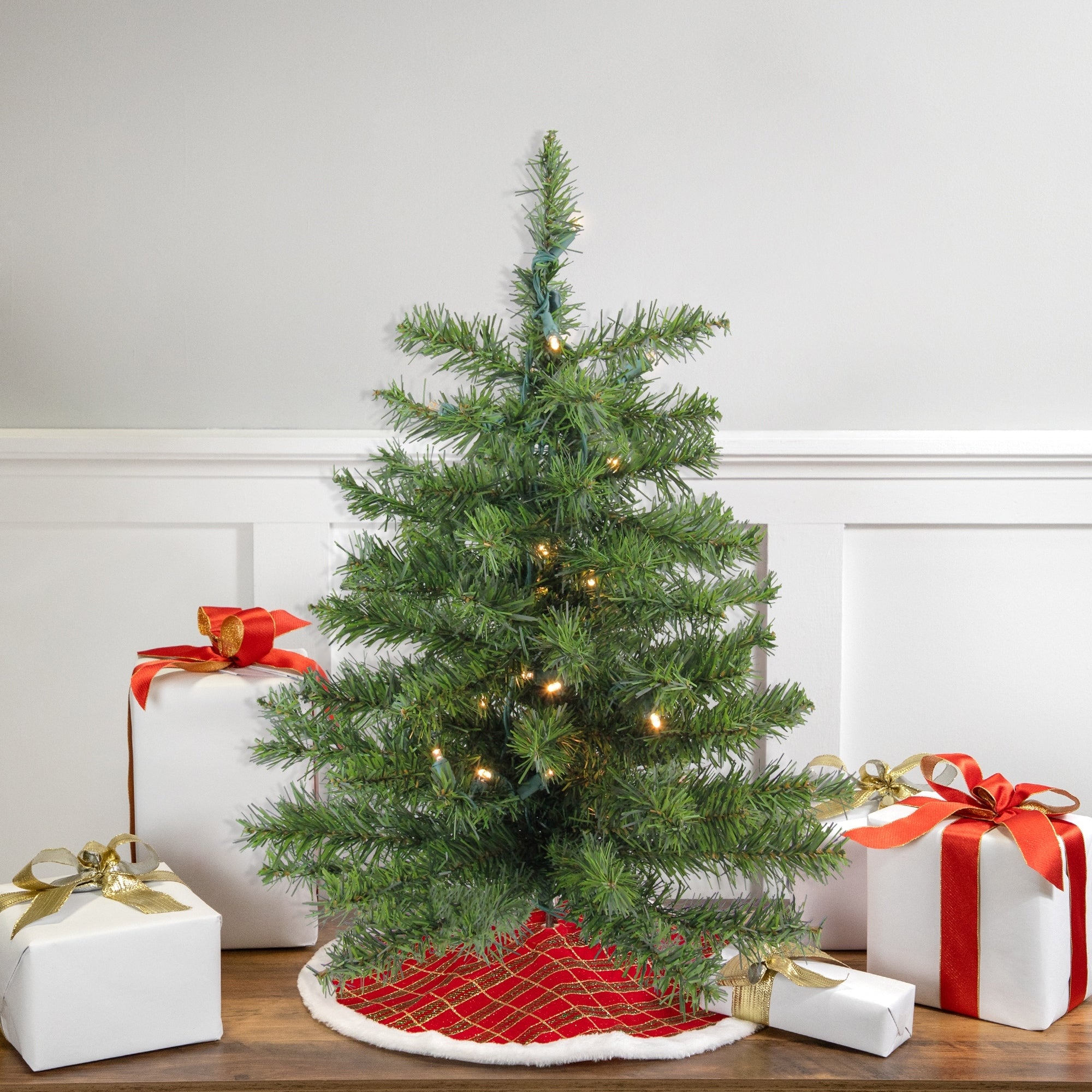 2 Pre Lit Led Canadian Pine Artificial Christmas Tree Clear Lights