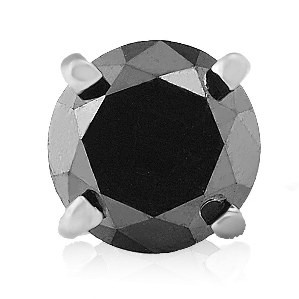 2Ct Black Diamond Single Stud 14K White Gold