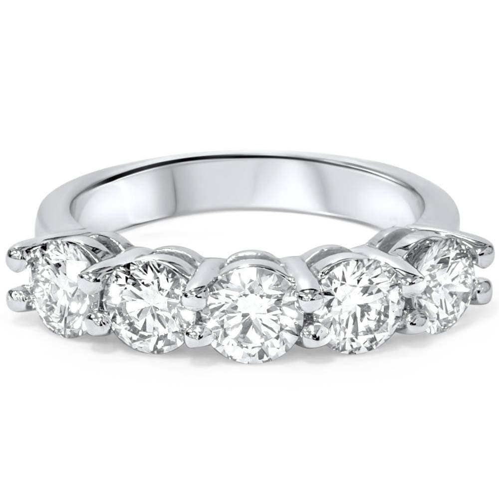 2Ct Real Round Solitaire Diamond Wedding Anniversary 14K White Gold Ring