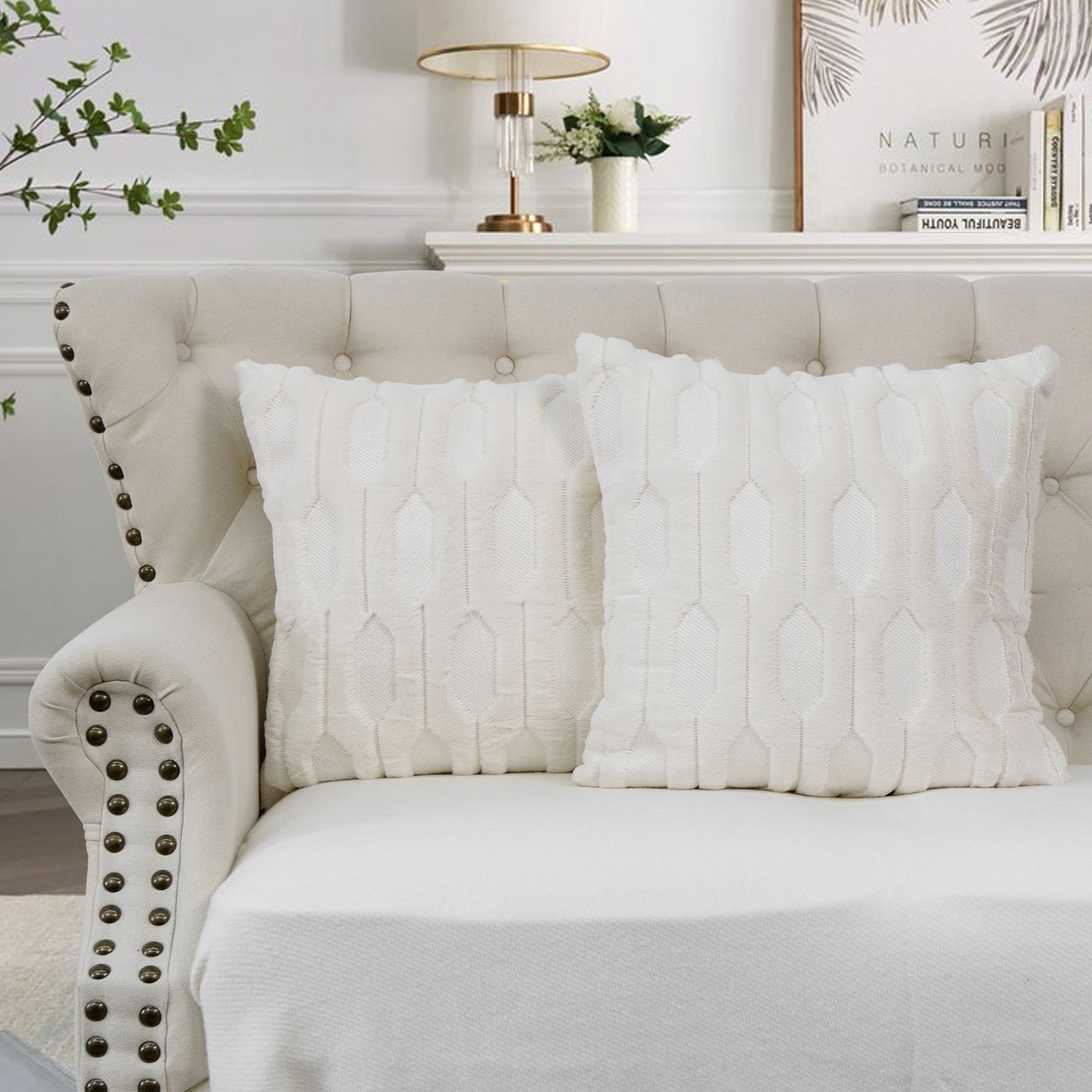 2Pcs Geometric Embossed Throw Pillow Covers