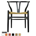 2Xhome Black Modern Style Wood Armchair Dining Room Chair With Natural Papercord Woven Seat