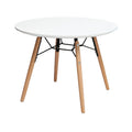 2Xhome Contemporary Mid Century Modern White Plastic Kids Round Activity Table Bedroom Home School Preschool Daycare Child