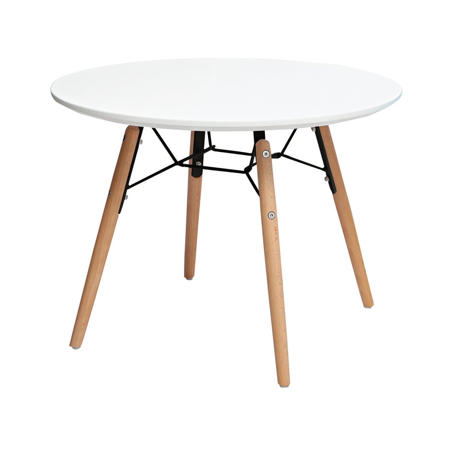 2Xhome Contemporary Mid Century Modern White Plastic Kids Round Activity Table Bedroom Home School Preschool Daycare Child