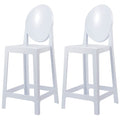 2Xhome Set Of 2 Clear Modern 25 Seat Bar Stool Counter Height With Back Plastic Chairs For Home Restaurant Office