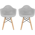 2Xhome Set Of 2 Grey Kids Size Armchair With Arms Natural Wood Legs Children Toddler Activity Preschool Chairs