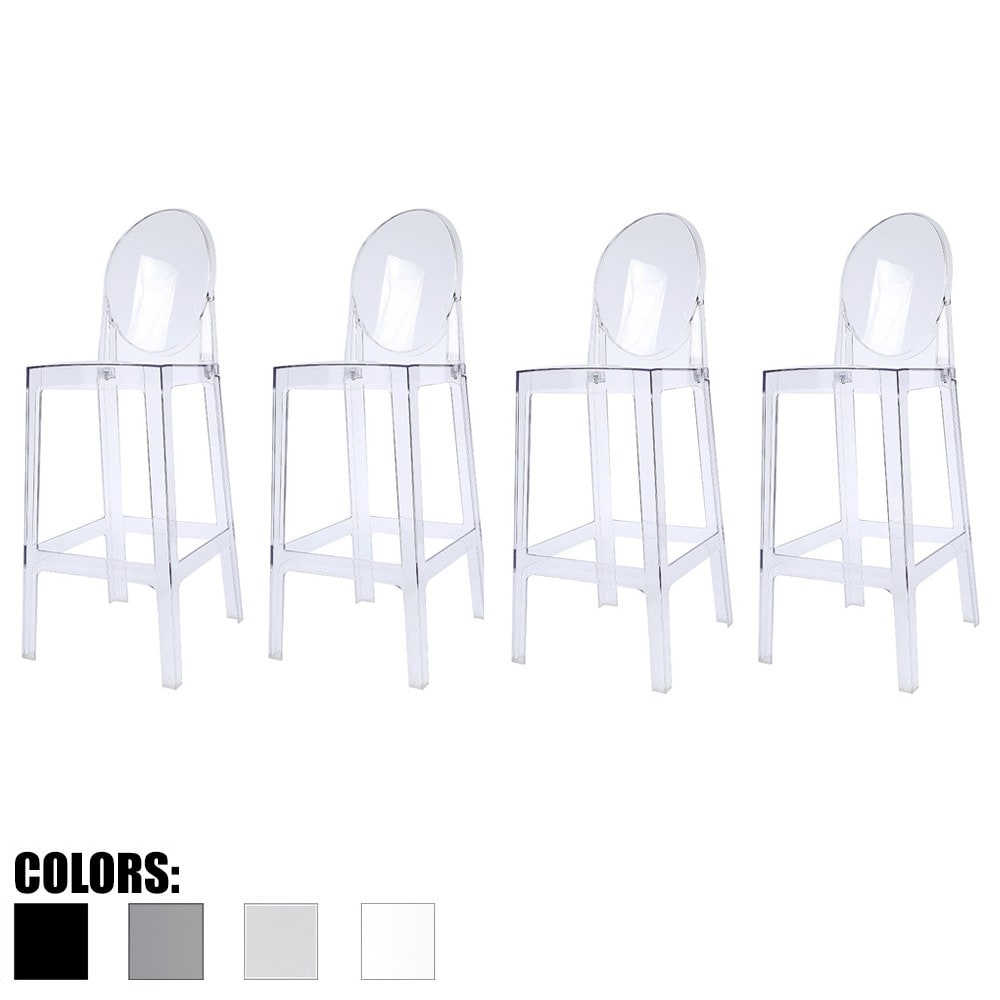 2Xhome Set Of 4 Clear Modern 30 Seat Bar Stool Counter Height With Back Plastic Chairs For Home Restaurant Office