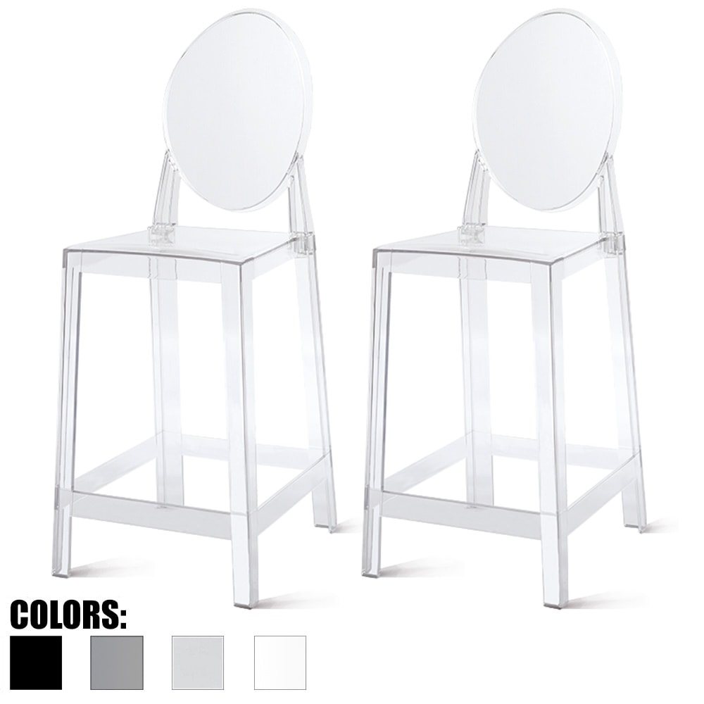2Xhome Set Of Two 2 Clear 25 Seat Height With Modern Plastic Chair Side Bar Stool Counter Stool Accent Stools Armless