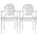 2Xhome Set Of Two 2 Clear Arm Chair Moden Side Chair Dining Room Chair