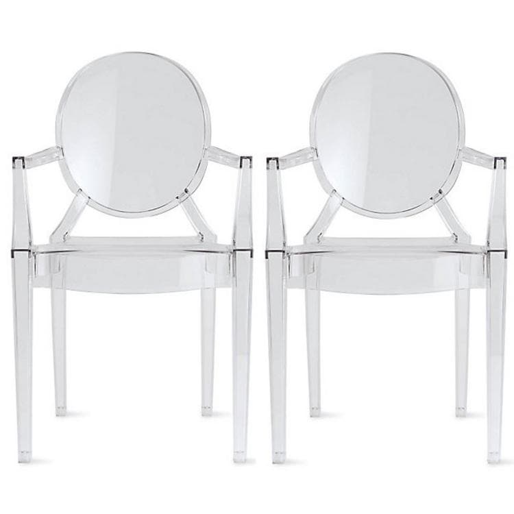 2Xhome Set Of Two 2 Clear Arm Chair Moden Side Chair Dining Room Chair