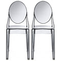 2Xhome Set Of Two 2 Smoke Victorian Plastic Chair Clear Side Chair Armless