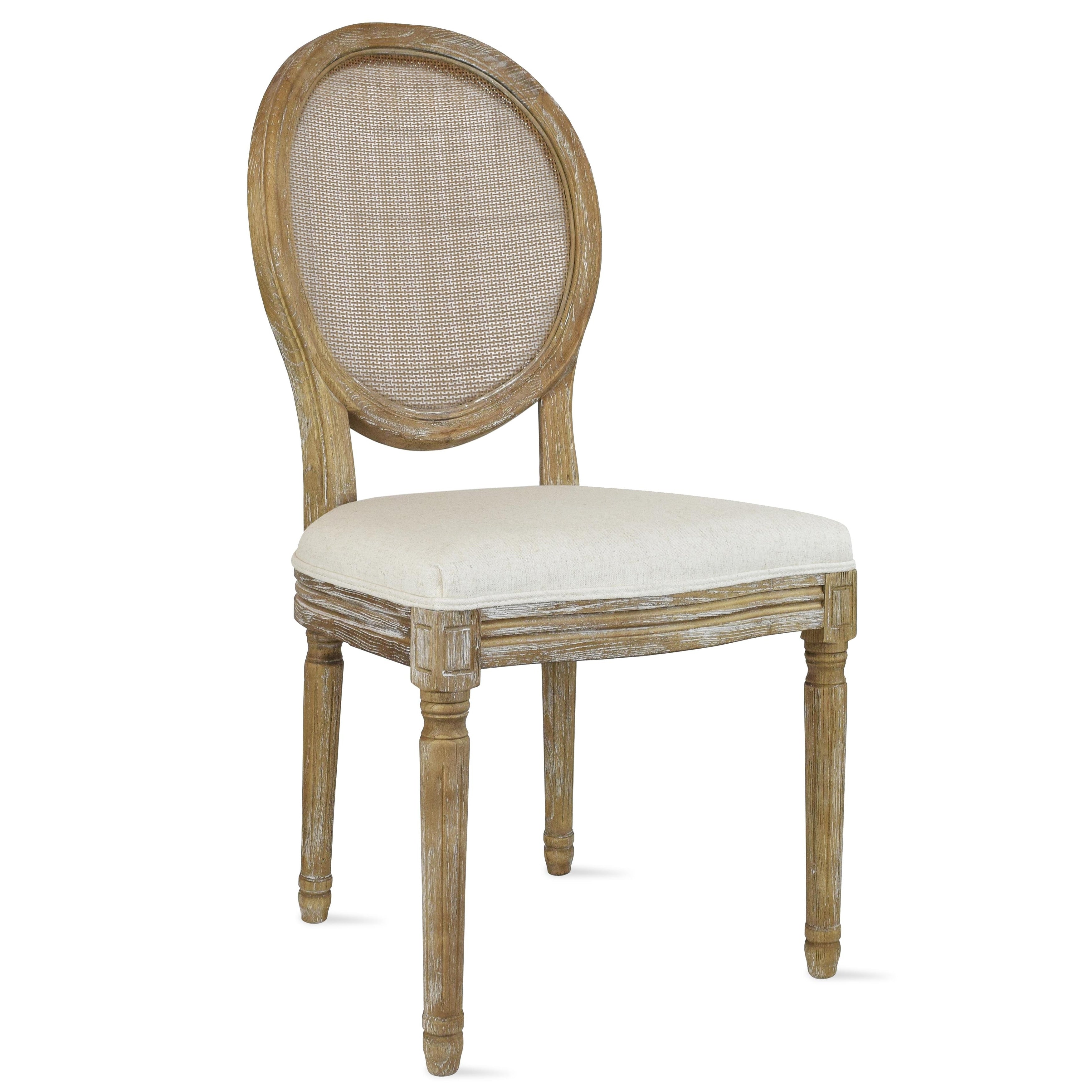 2Xhome Cream Color Upholstered Button Tufted Back Fabric Plastic Style Dining Chair Modern Side Chair Solid Wood Legs