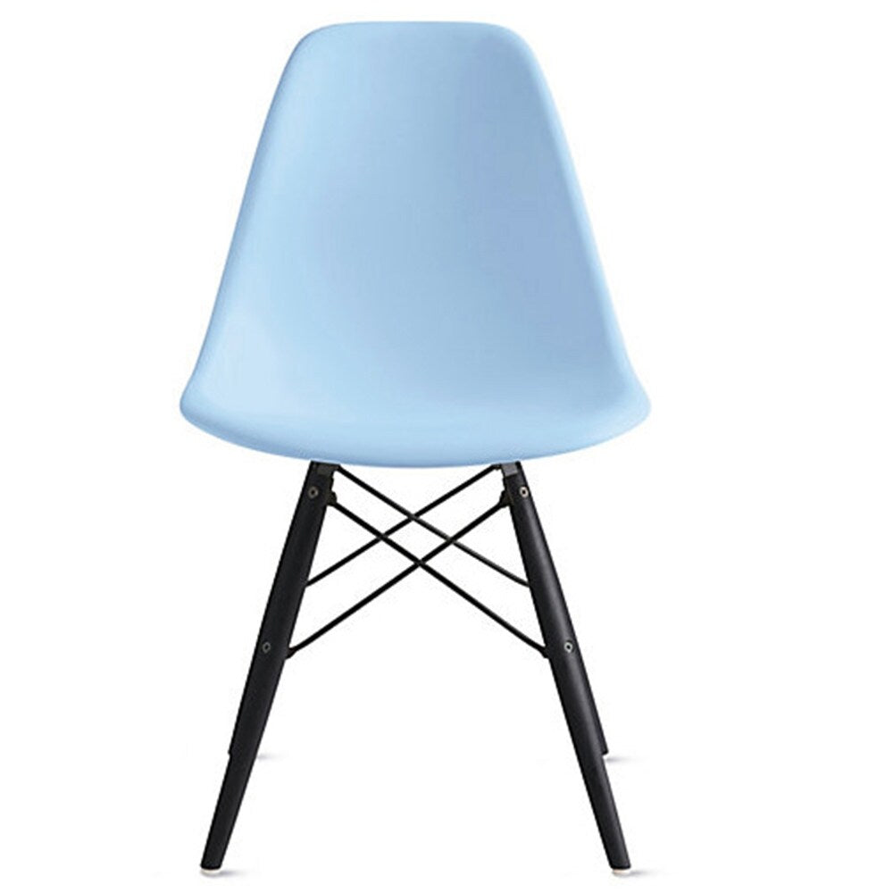 2Xhome Designer Plastic Eiffel Chair Dark Black Legs Retro Dining Armless With Back Desk Accent Living Room Side Kitchen