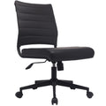 2Xhome Executive Mid Back Pu Leather Office Chair Armless Side No Arms Tilt With Wheels And Padded Cushioned Seat On Black Base