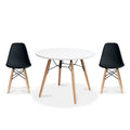 2Xhome Modern Accent Kids Toddler Children Side Armless Chair And Round Table Combo With Eiffel Natural Wooden Legs For Dining