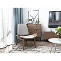 2Xhome Modern Fabric Shell Wing Chair Armless Padded Seat Wooden Lounge For Living Room Base Grey