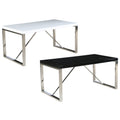 2Xhome Modern Mid Century Black Glossy Paint Wood Top Silver Chrome Steel Leg Base Rectangle Dining Table Home Office Restaurant