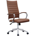 2Xhome Modern White High Back Office Chair Ribbed Pu Leather Manager Tilt Conference Room Computer Desk Boss Task Executive Boss