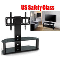 2Xhome New Tv Stand Modern Universal Integrated Heavy Duty Tv Monitor Stand Mount Featuring Tempered Glass Shelves